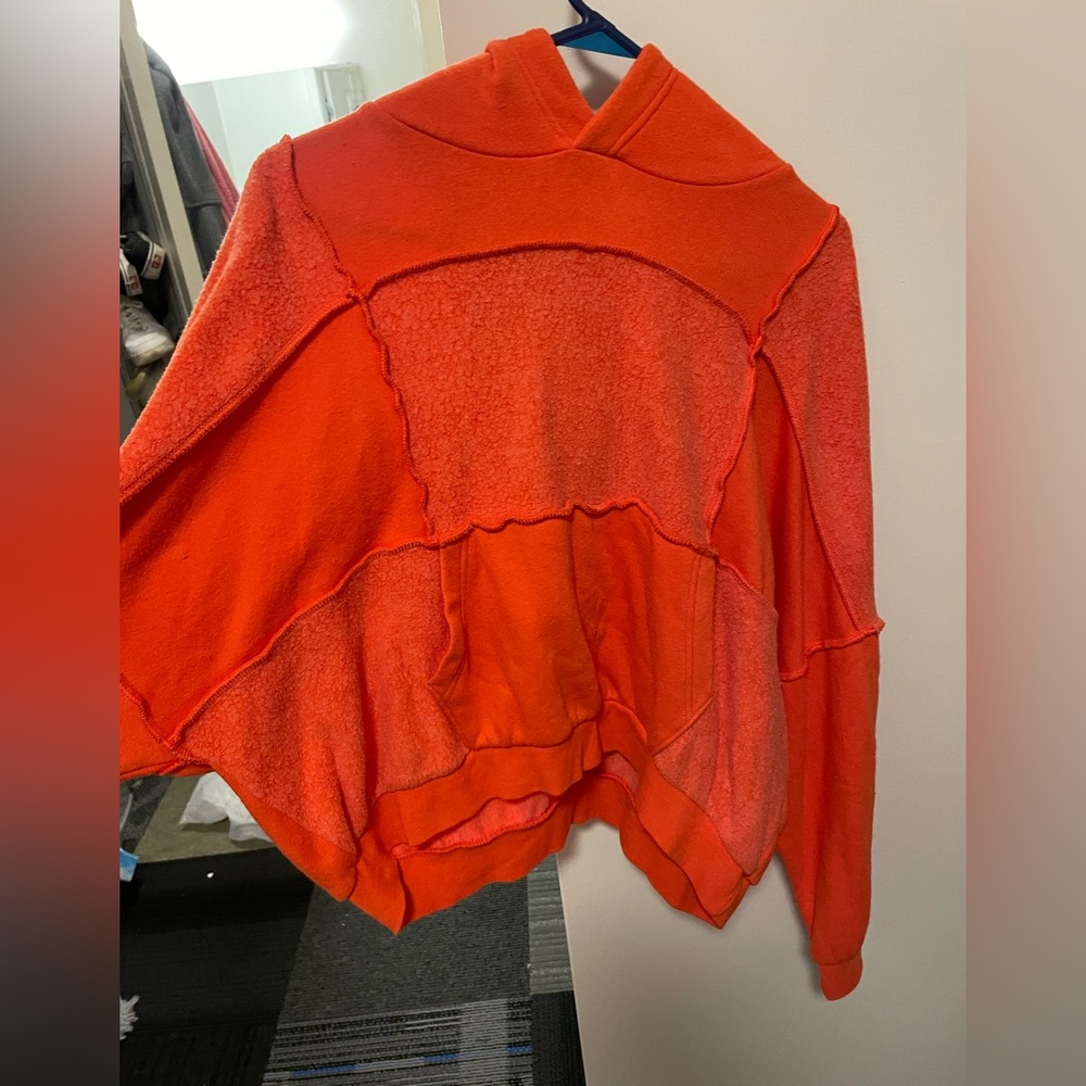 aerie orange oversized patch hoodie